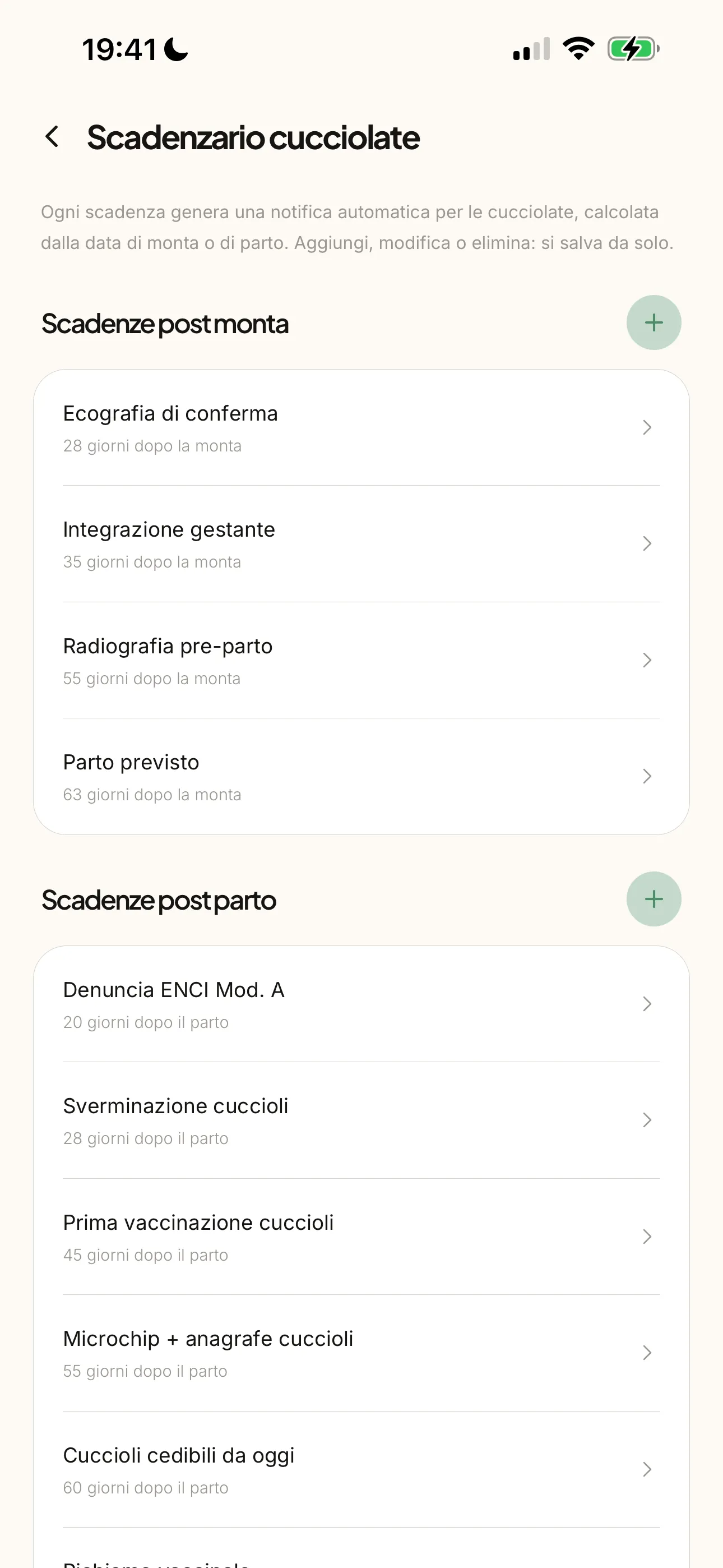 Lo scadenzario delle cucciolate sul telefono